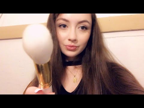 ASMR doing your makeup roleplay (face brushing, whispering, personal attention, mouth sounds)