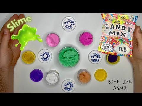 Slime & Candy Eating (ASMR Eating Sounds) Light Whispers & Mouth Sounds // Love, Live, ASMR