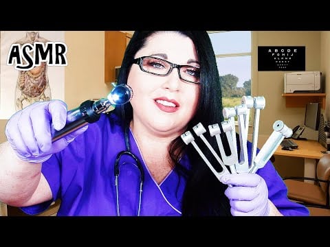 ASMR Ear Exam and Hearing Test Doctor Roleplay (Otoscope, Ear Scraping, Gloves, Tuning Forks)