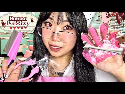 Grooming✂️ and Selling YOU at the HUMAN PET Shop👤🥩 ASMR EP 2 (Haircut, Bug Searching, Nails, Makeup)