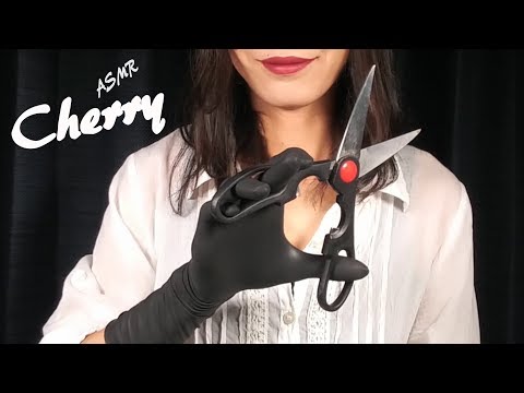 【ASMR】Black Rubber Gloves Moving Scissors 검은 고무 장갑을 끼고 가위 움직이기 / 黒いゴム手袋でハサミを動かす