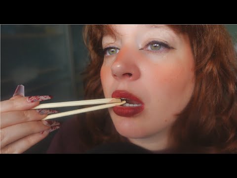 ASMR eating you with wooden spoon and chopsticks (soft whispers, intense mouth sounds)