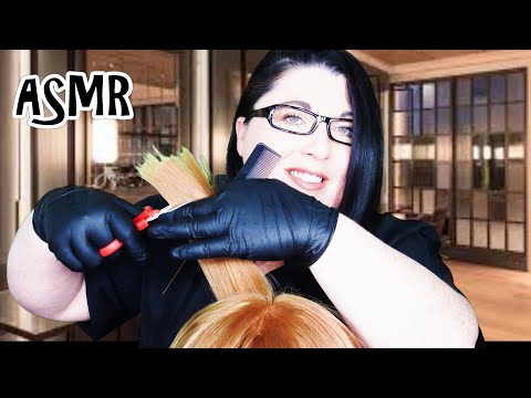 ASMR Haircut and Hair Brushing Roleplay (Real Hair, Gloves, Hair Play, Scissors, Spray, Trim, Cut)