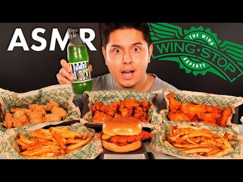 FIRE Wings, Spicy Chicken Sandwich & Fries | WINGSTOP Mukbang | ASMR