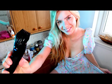 ASMR GIRL NEXT DOOR SHAVES YOUR BEARD ❤︎ Binaural Barber Experience