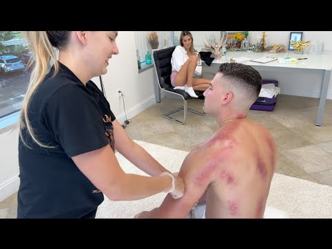 She Pulled BIG Lumps Out of His Back with Scraping and *Back Cracks*