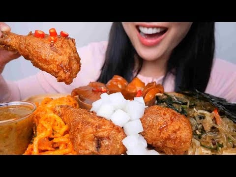 BONCHON (FRIED CHICKEN) ASMR EATING SOUNDS | LIGHT WHISPERS | SAS-ASMR