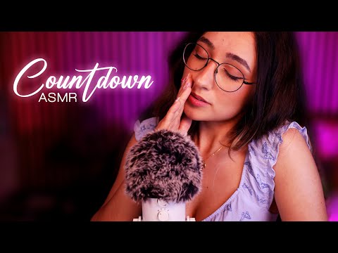 ASMR | Up-Close Countdown + Fluffy Mic Brushing ❤️ (1 HOUR w/ black screen)