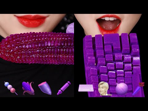 TIKTOK EMOJI MUKBANG ASMR TIKTOK EMOJI FOOD CHALLENGE #25 PURPLE FOOD CHALLENGE 🍇