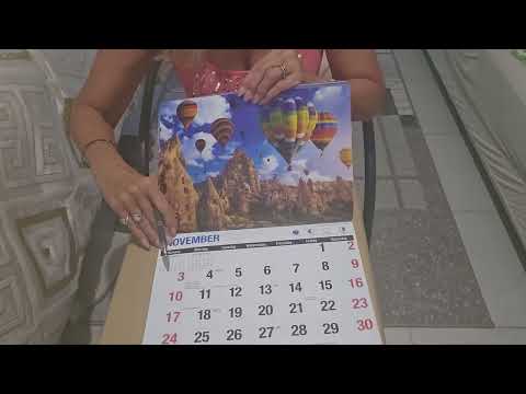 ASMR💆‍♀️ Glossy Calendar 📅 Page Turning. Marking Birthday's 🎂 With Stickers. (no talking)