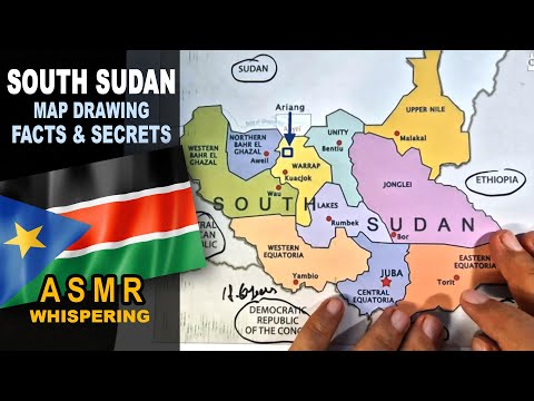 ASMR geography facts: Drawing contour of SOUTH SUDAN map & its states, with best facts explained
