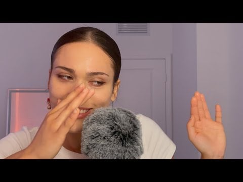ASMR Up Close Mouth Sounds + Visual Triggers and Fluffy Mic