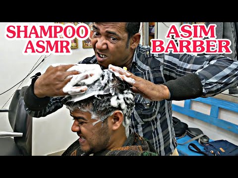 Shampoo massage Asim barber With Hair Crack Neck Crack And Ear Crack | Relaxing Shampoo ASMR