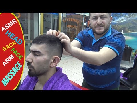 ASMR=TURKISH MASSAGE BARBER=(neck crack ) MANUEL MASSAGE =HEAD, BACK, ARM, FACE MASSAGE :uyku masajı