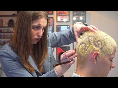 💈(ASMR-ish) Hair Art Masterpiece by Gorgeous Female Barber – You Won’t Believe This!