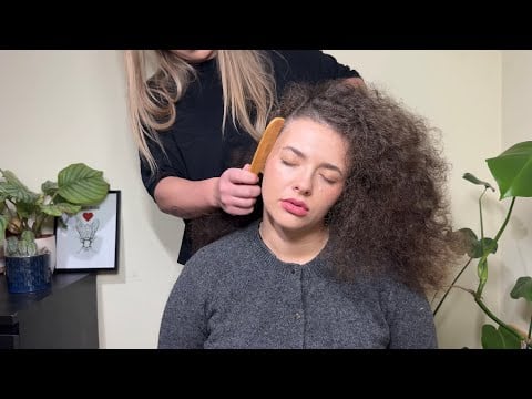 ASMR Hair Brushing & Scalp Massage on Real Curly Hair | Natural Sounds for Deep Sleep