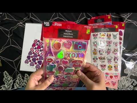 ASMR Adding stickers to my 1st sticker album happy Valentine’s Day Stickers crinkle sounds 