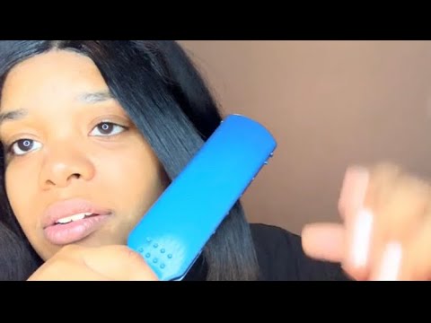 ASMR// WATCH ME FLAT IRON 💆🏽‍♀️MY Hair