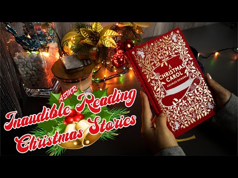 ASMR Christmas Inaudible Reading | word tracing, whispering, page turning