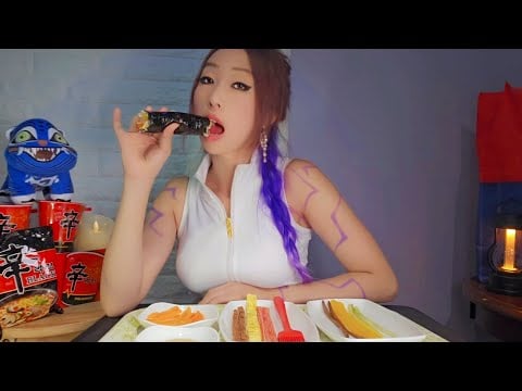 ASMR KPop Demon Hunters | Making Kimbap | Korean Food Mukbang