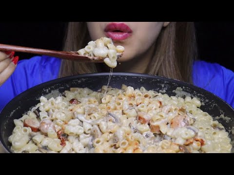 ASMR MAC N CHEESE CREAMY SAUSAGE MUSHROOMS MUKBANG no talking CREMA ASMR #asmr #mukbang #macncheese