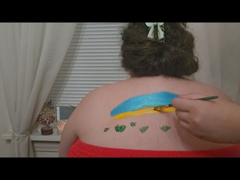 🎨 ASMR Back Painting w/ Paint Brushes  (No Talking) 🎨 