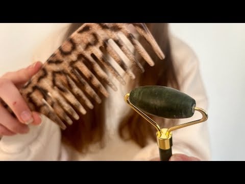 ASMR Doing your hair + Skin care | camera touching | camera combing | Lo-fi | hairbrushing | tapping