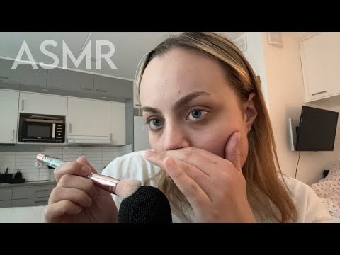 ASMR up-close trigger words with mic scratching & brushing 