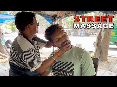 Indian Street Massage by Disabled Barber | Quick Street Head Massage | Indian Barber (ASMR)