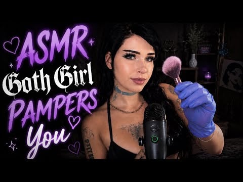 ASMR Goth Girl Pampers you to Sleep 🖤💤 (Kissing Sounds, Mic Brushing, Glove Sounds)