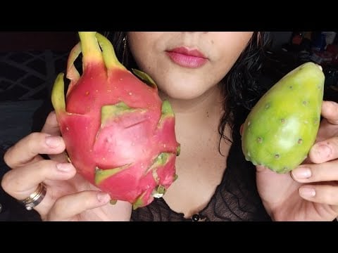 ASMR Probando por primera vez la pitahaya Dragon, unas ricas tunas mientras te cuento una historia