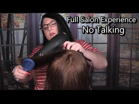 ASMR Hair Salon Roleplay (NO TALKING) (Hair Wash, Wet Haircut, Blow Dry, Hair Dryer, Straightening)