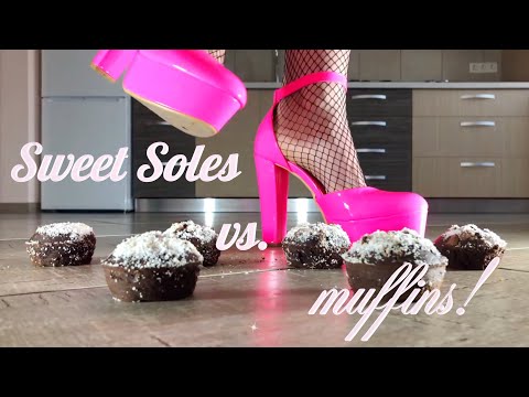 Sweet Soles vs. Muffins! Oddly Satisfying Platform Heels Crushing Food! ASMR