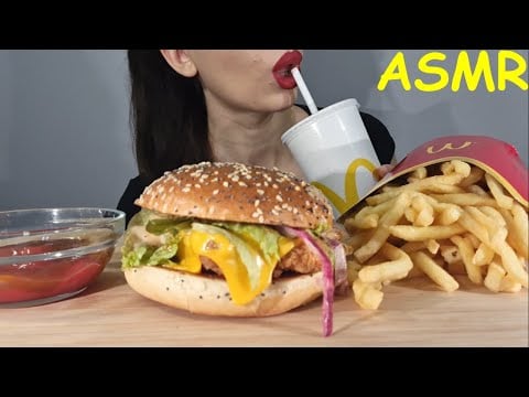 ASMR | Eating Mc Donald's Crispy Deluxe Burger | CRISPY SOUNDS | No Talking | Lady M. ASMR