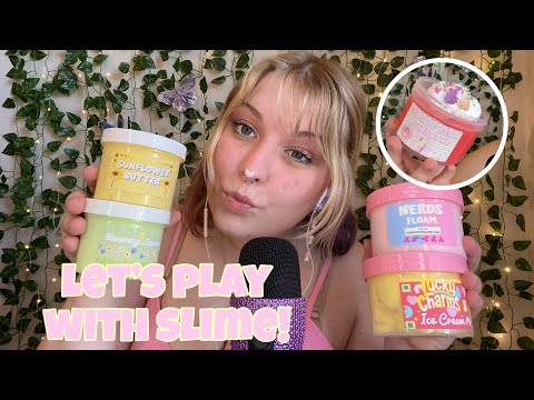 ASMR playing with slime and rambling! sticky slime sounds to fall asleep to 😴 (cornwithslime) 💛💖