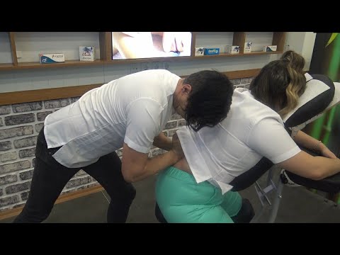 FEMALE CHAIR LEG MASSAGE &BACK CRACK& asmr female face, back, neck, elbow, arm, palm, sleep massage