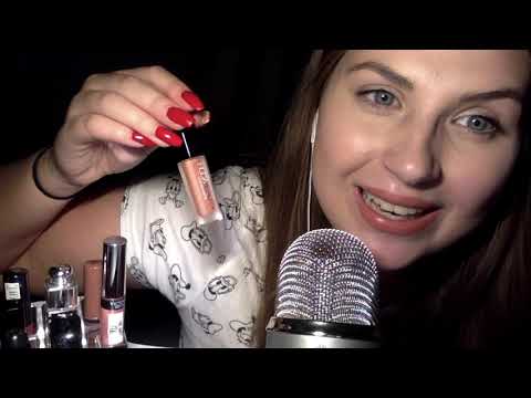 ASMR: UP CLOSE Lipgloss application, mouth sounds, lip smacking