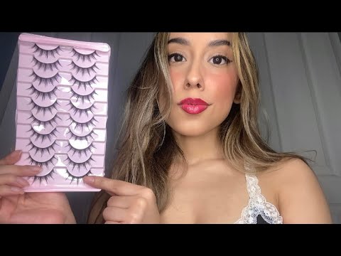 ASMR Doing your lashes & eyebrows (personal attention) RP 