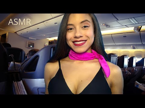 (ASMR PORTUGUÊS) Roleplay Aeromoça |Voo Internacional Classe Executiva