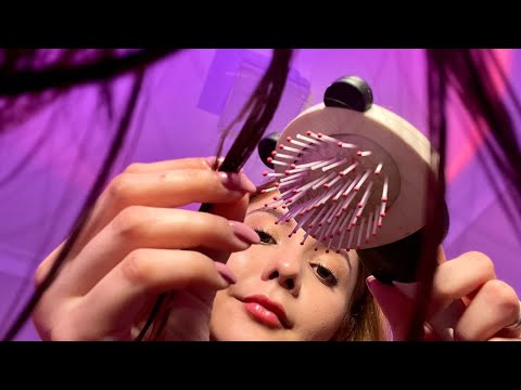 ASMR REALISTA - VOU MEXER NO SEU CABELO BEM DELICADAMENTE || sons de pente, creme, óleo…