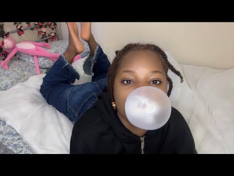 ASMR- Slow Relaxing Gum Chewing With Bubbles Blowing ✨