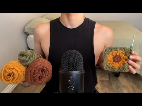 ASMR | Learn how to crochet with me (Whispers, inaudible, and fabric sounds)