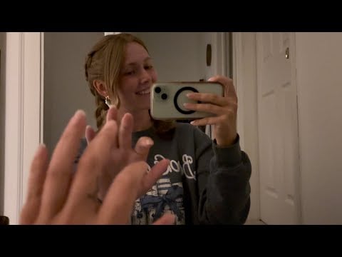 ASMR Lofi Hand Movements In The Mirror W/ Tongue Clicking & Trigger Words 