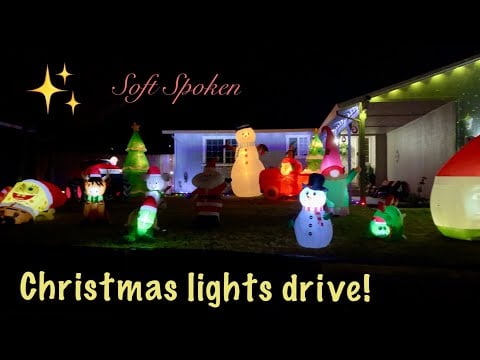ASMR Christmas lights drive! (Soft Spoken Version) Cozy rainy night~