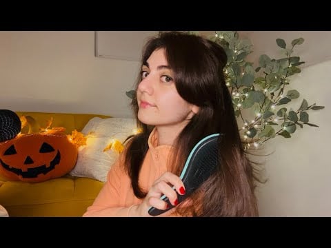 ASMR hair brushing [no talking, relaxing background music, soothing sounds for relaxation and sleep]