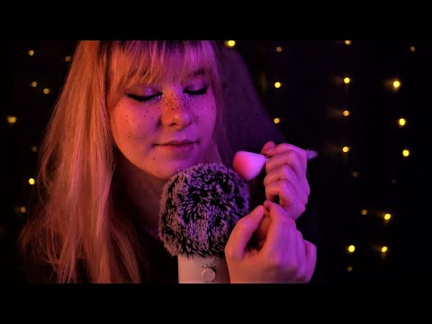 ASMR | gentle brushing & blowing - fluffy blue yeti mic, no talking