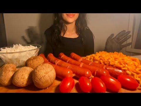 Crunchy Sausage +  Creamy Cheesy Buldak Carbonara Ramen Mukbang Asmr 