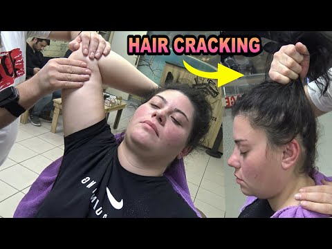 ASMR FEMALE HAIR CRACKING MASTER BARBER 💈 LOUD CRACK 💈 head,face,throat,ear,neck,arm,palm massage