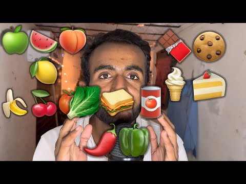 ASMR Emoji Challenge 🍌🍋🫑🥬🥒🌶️🧃