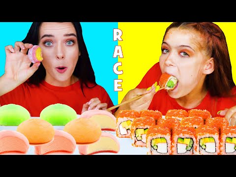 ASMR MOCHI ICE CREAM VS SUSHI RACE CHALLENGE | EATING SOUNDS LILIBU